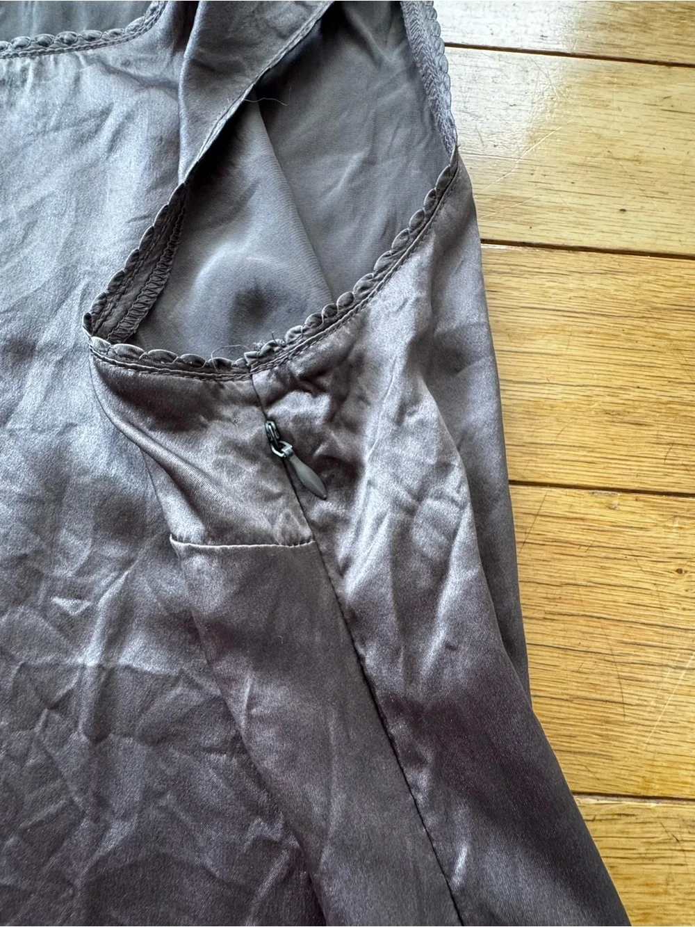 Vintage 100% Silk Mauve Satin Tank Top Minimalist Shell - Picture 5 of 5
